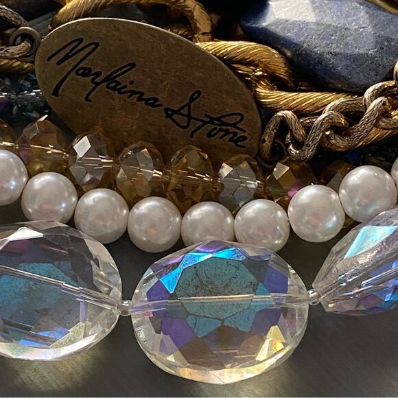 Marlaina Stone Chinky Multi Strand Chainlink Beaded Bracelet - Picture 10 of 11